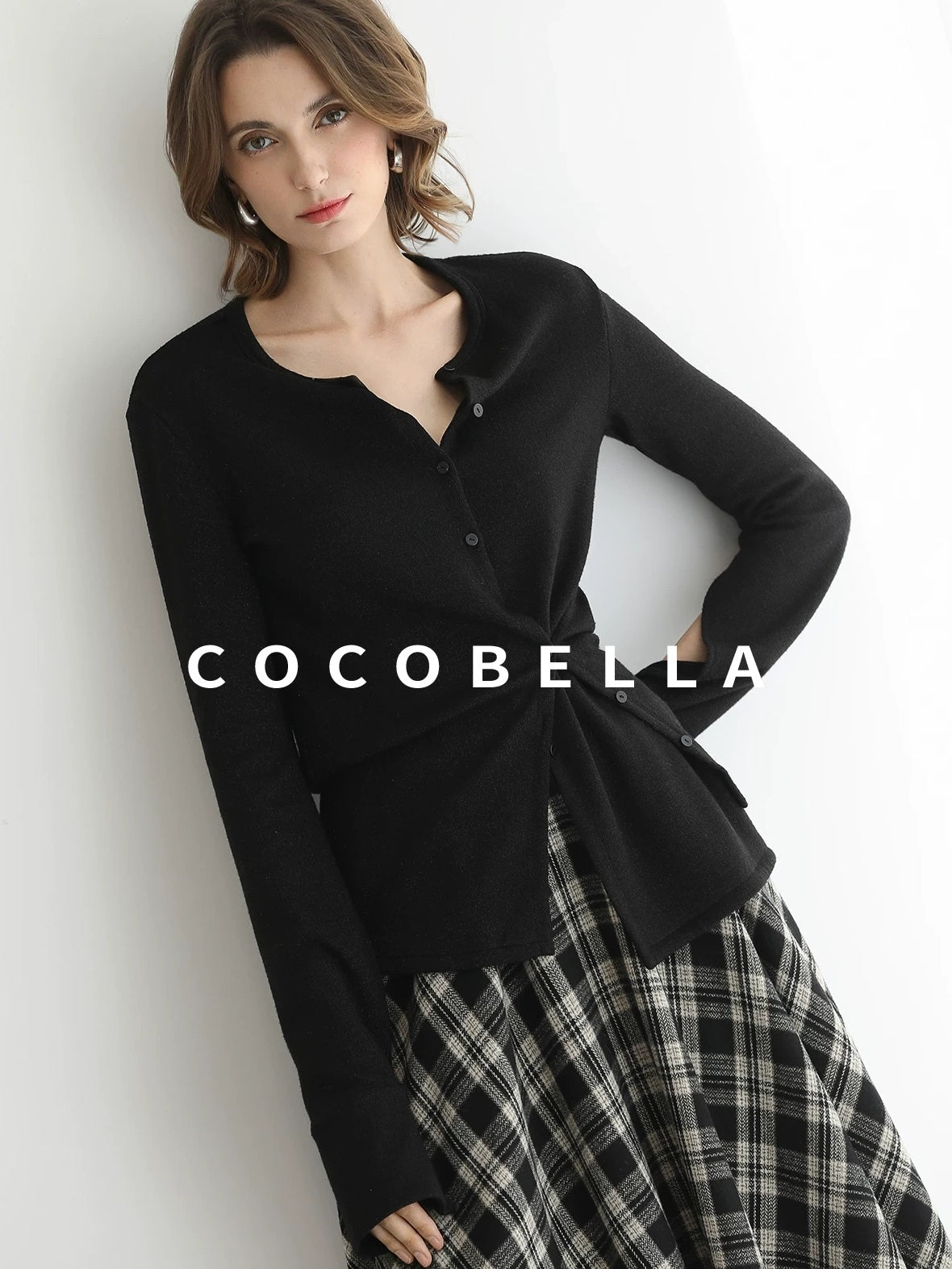 COCOBELLA Soft Asymmetric Button Cardigan Office Regular Fit Women Viscose Solid Tops