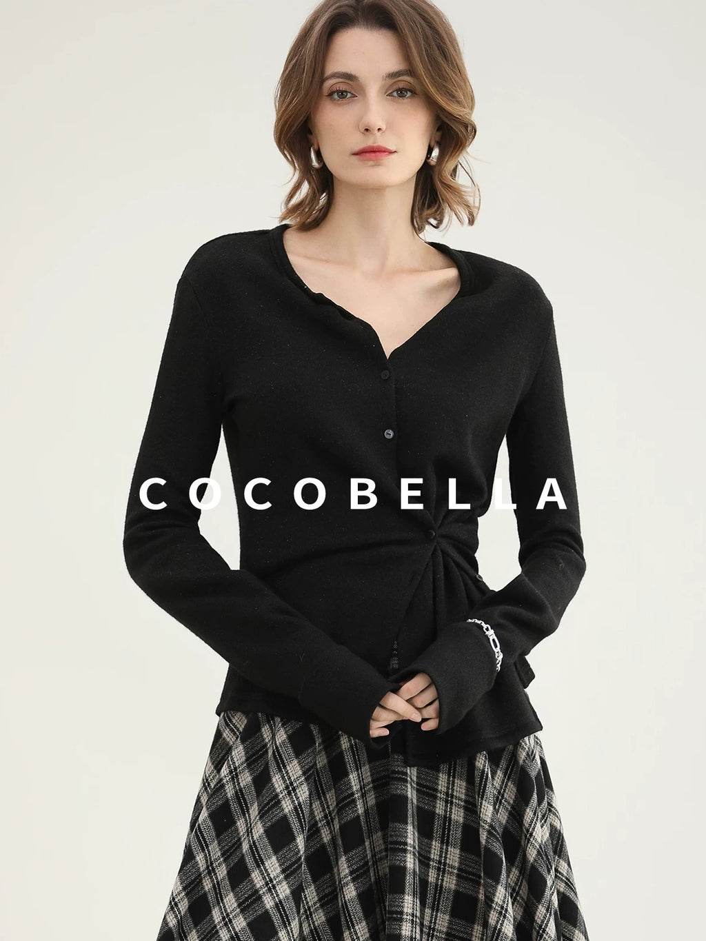 COCOBELLA Soft Asymmetric Button Cardigan Office Regular Fit Women Viscose Solid Tops