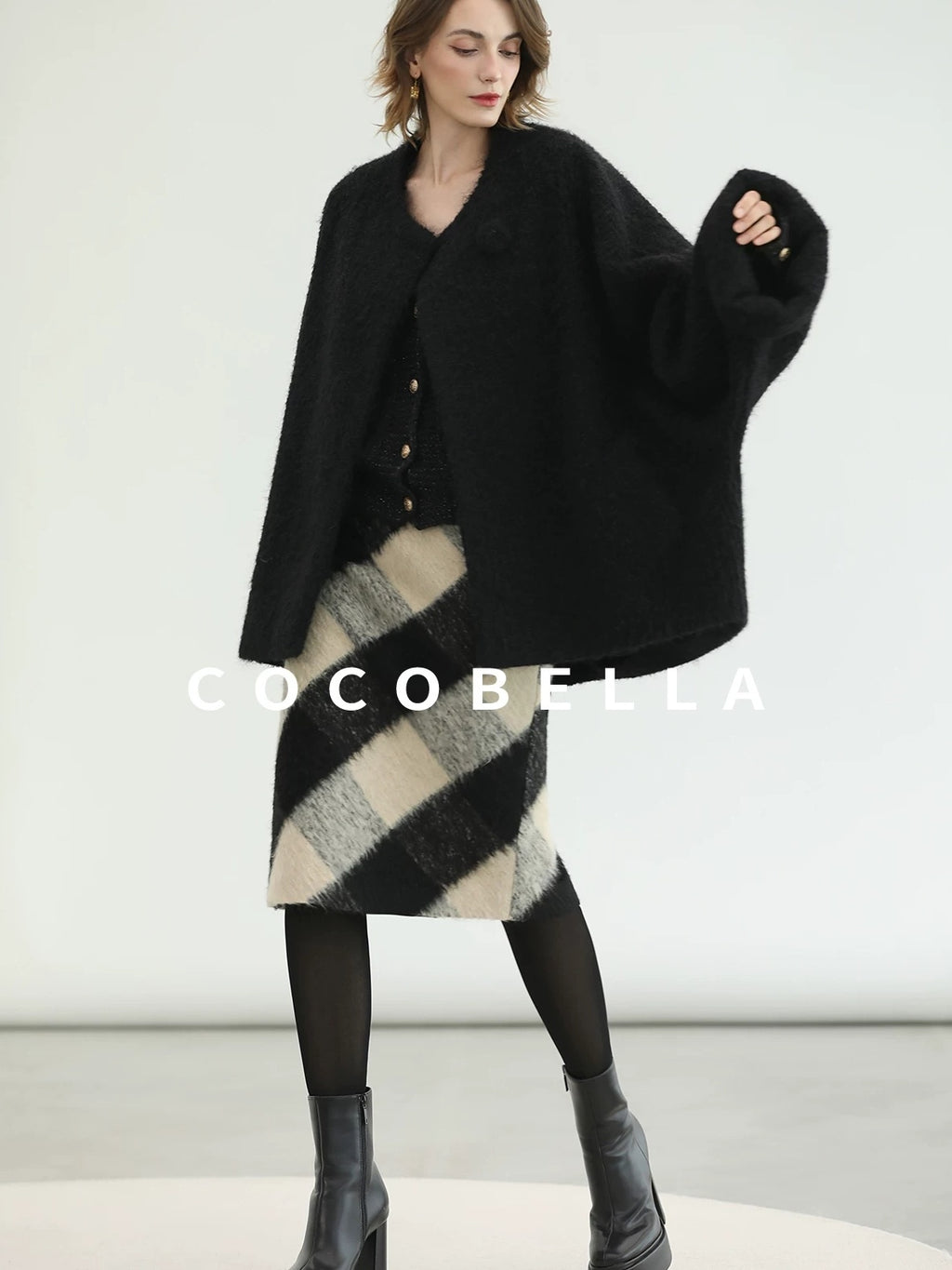 COCOBELLA Soft Brushed Polyester Back Slit Side Zipper Midi Straight Women Skirts