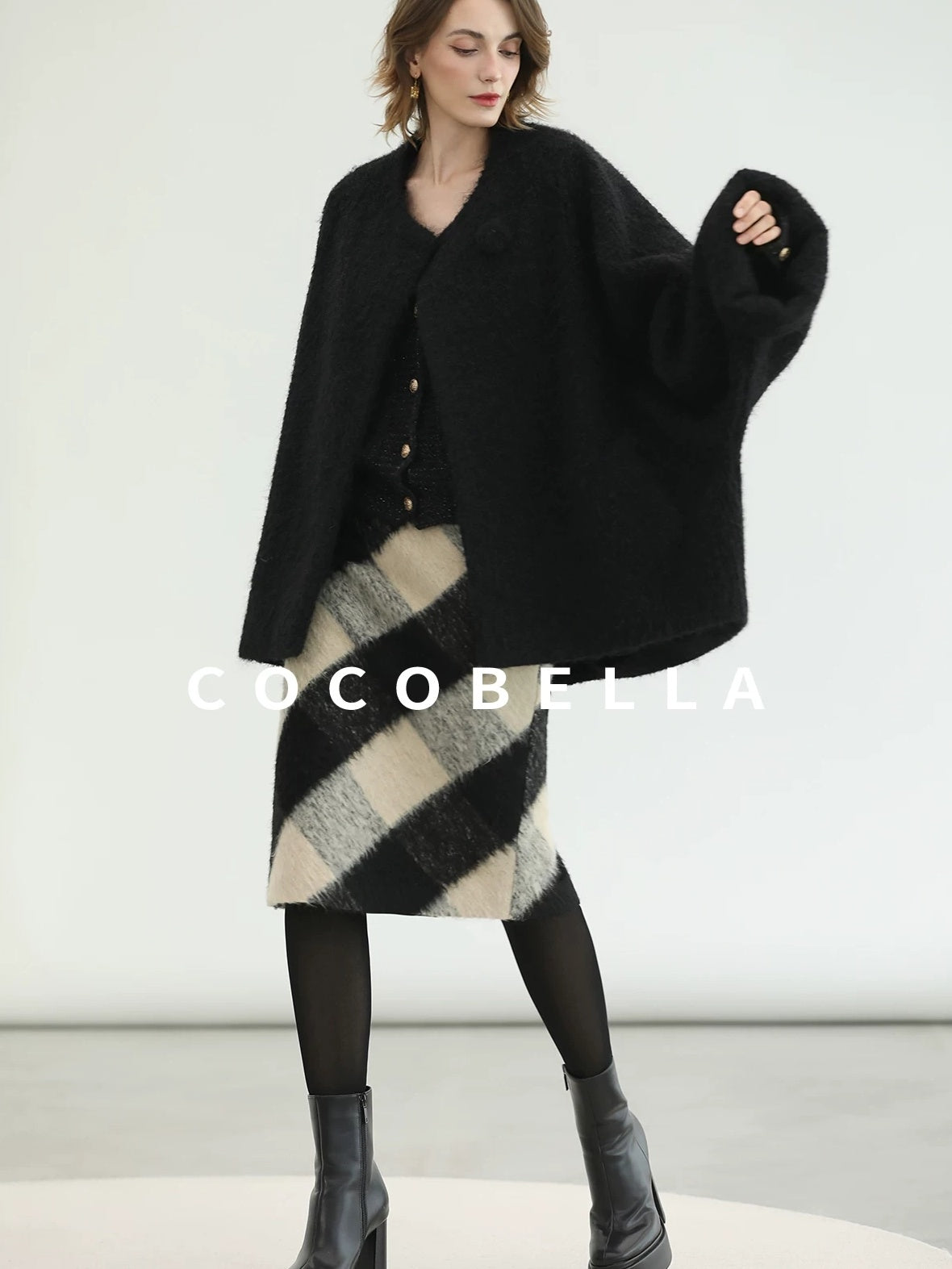 COCOBELLA Soft Brushed Polyester Back Slit Side Zipper Midi Straight Women Skirts