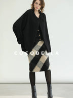 COCOBELLA Soft Brushed Polyester Back Slit Side Zipper Midi Straight Women Skirts