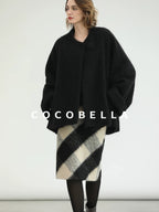 COCOBELLA Soft Brushed Polyester Back Slit Side Zipper Midi Straight Women Skirts