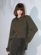 COCOBELLA Soft Cotton Blend Jacquard Chest Pocket Straight Fit Office Long Sleeve Shirts