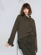 COCOBELLA Soft Cotton Blend Jacquard Chest Pocket Straight Fit Office Long Sleeve Shirts