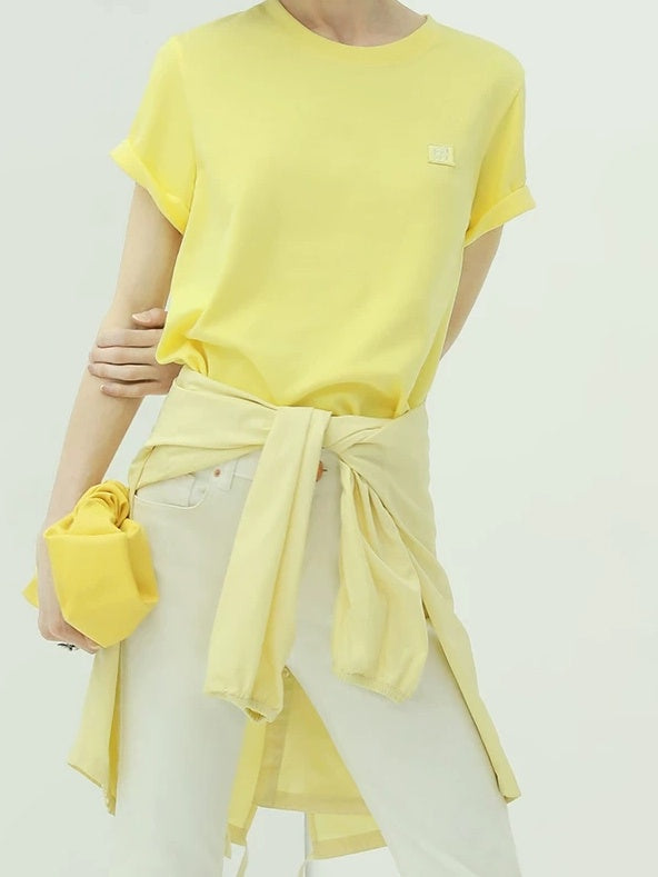 COCOBELLA Soft Cotton Blend Minimal Commuter Straight Fit 3D Detail Short Sleeve T-Shirts