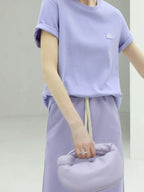 COCOBELLA Soft Cotton Blend Minimal Commuter Straight Fit 3D Detail Short Sleeve T-Shirts