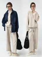 COCOBELLA Soft Cotton Blend Natural Waist Harem Straight Leg Commuter Casual Women Pants
