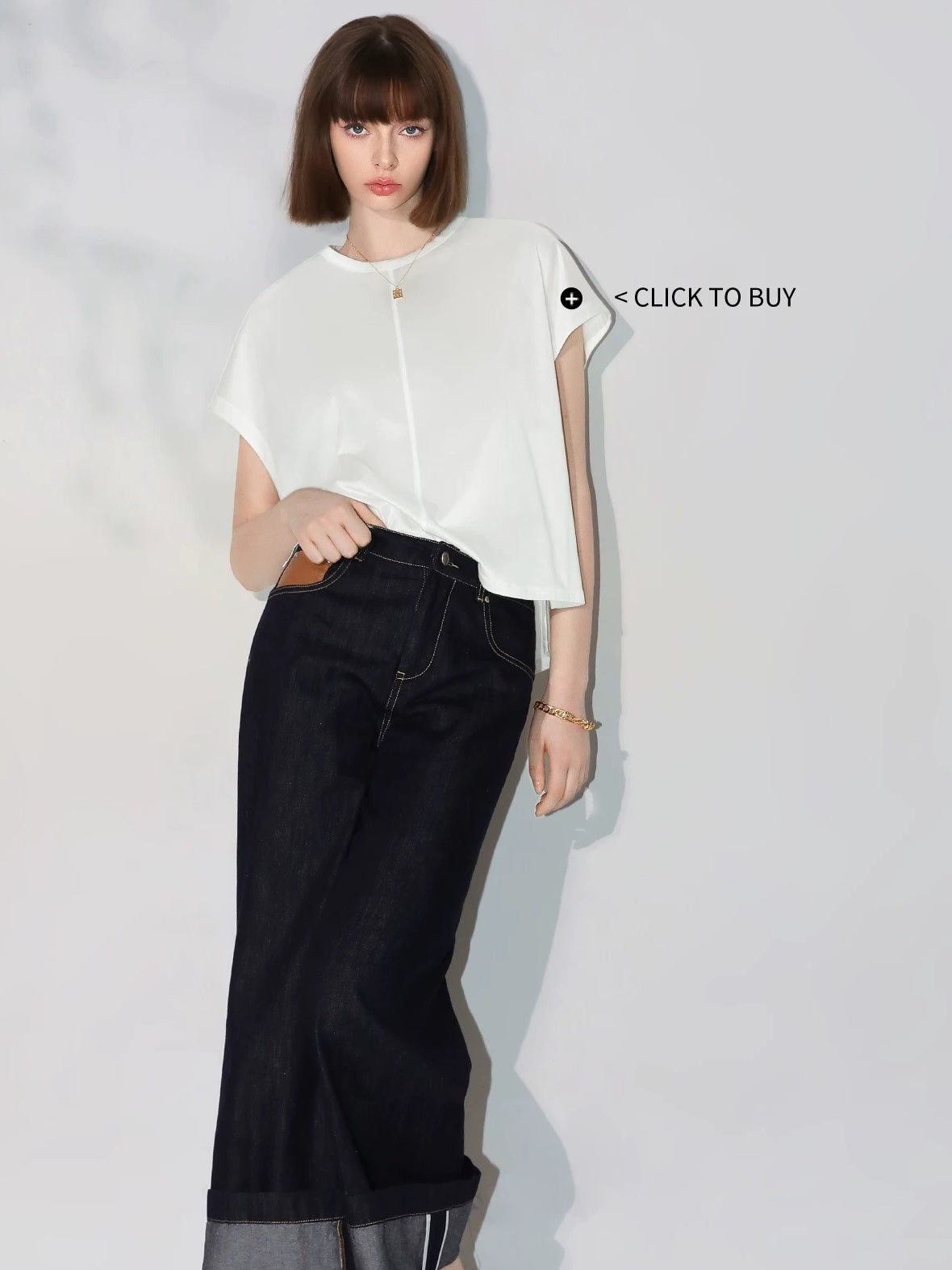 COCOBELLA Soft Cotton Blend Natural Waist Wide Leg Relaxed Fit Dark Indigo Women Pants