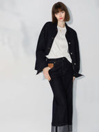 COCOBELLA Soft Cotton Blend Natural Waist Wide Leg Relaxed Fit Dark Indigo Women Pants