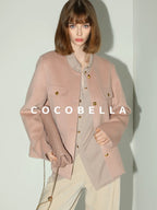COCOBELLA Soft Cotton Lurex Button Pocket Straight Ladylike Long Sleeve Collared Shirts