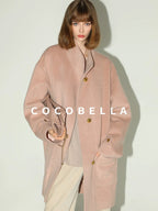 COCOBELLA Soft Cotton Lurex Button Pocket Straight Ladylike Long Sleeve Collared Shirts