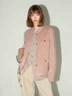 COCOBELLA Soft Cotton Lurex Button Pocket Straight Ladylike Long Sleeve Collared Shirts