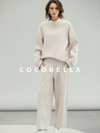 COCOBELLA Soft Cotton Rich Straight Fit Mock Neck Long Sleeve Workwear Knit Sweatshirts