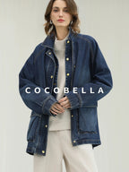 COCOBELLA Soft Cotton Rich Straight Fit Mock Neck Long Sleeve Workwear Knit Sweatshirts
