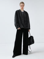 COCOBELLA Soft Faux Fur Cropped Straight Cut Office Alpine Gray Polyester Jackets