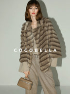 COCOBELLA Soft Faux Fur Horizontal Panel Loose Fit Long Sleeve Women Outerwear Coats