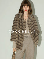 COCOBELLA Soft Faux Fur Horizontal Panel Loose Fit Long Sleeve Women Outerwear Coats