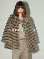 COCOBELLA Soft Faux Fur Horizontal Panel Loose Fit Long Sleeve Women Outerwear Coats