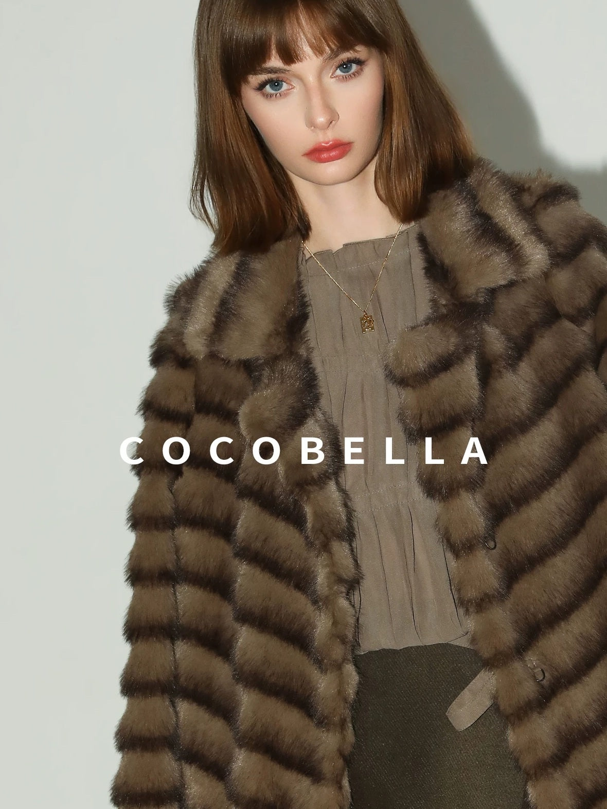 COCOBELLA Soft Faux Fur Horizontal Panel Loose Fit Long Sleeve Women Outerwear Coats