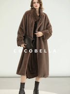 COCOBELLA Soft Faux Fur Long Straight Stand Collar Commuter Women Outerwear Coats