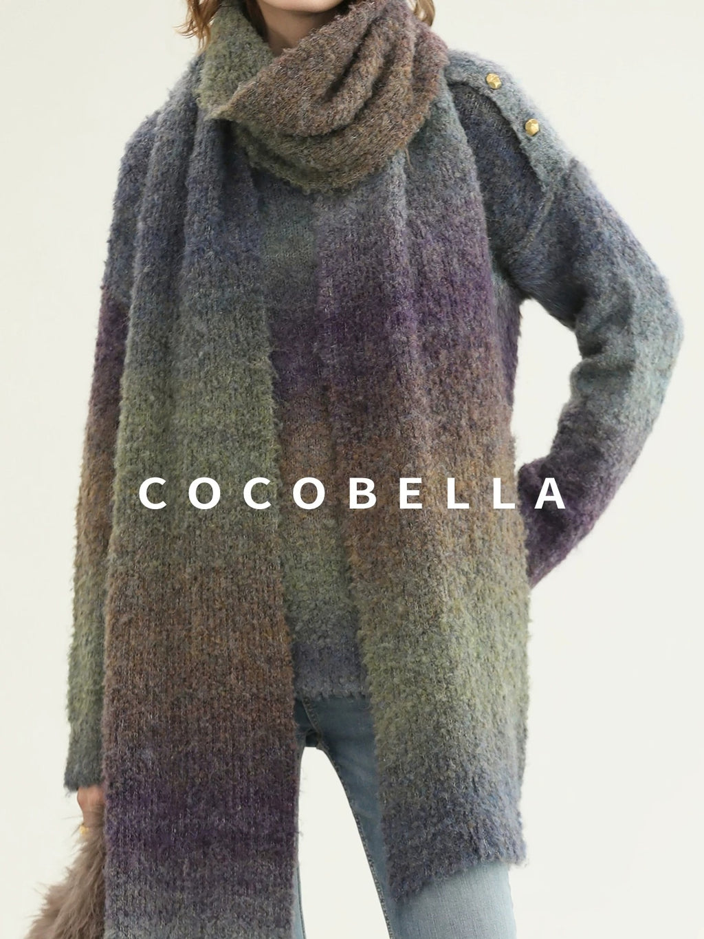 COCOBELLA Soft Gradient Pullover Straight Fit Commuter Long Sleeve Crew Neck Women Sweater