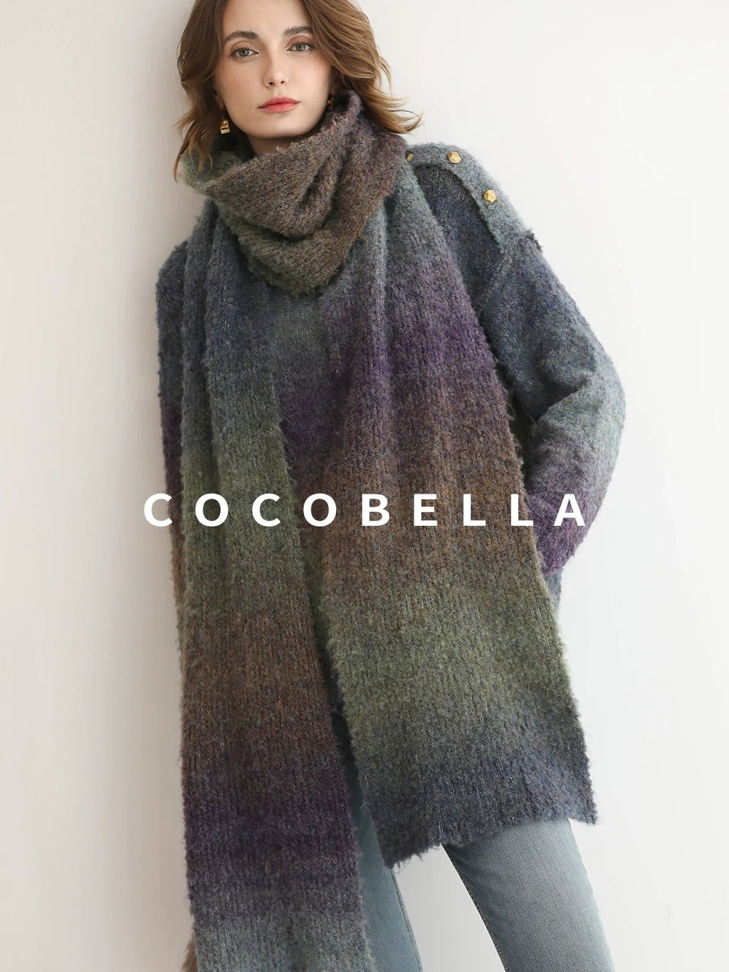 COCOBELLA Soft Gradient Pullover Straight Fit Commuter Long Sleeve Crew Neck Women Sweater