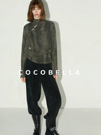 COCOBELLA Soft High Neck Long Sleeve Button Print Cutout Straight Fit Women Office Shirts