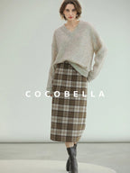 COCOBELLA Soft Iridescent Sequin V Neck Loose Knit Workwear Chic Women Knit Sweater