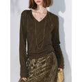 COCOBELLA_Soft_Jacquard_Lurex_V_Neck_Long_Sleeve_Straight_Fit_Office_Women_Shirts_MISSTT
