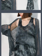 COCOBELLA Soft Lace V Neck Shell Button Straight Fit Women Long Sleeve Knit T-Shirts