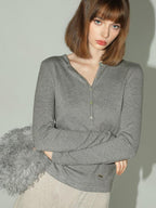 COCOBELLA Soft Lurex Button Detail Office Slim Fit Women Long Sleeve Basic Shirts