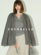 COCOBELLA Soft Lurex Button Detail Office Slim Fit Women Long Sleeve Basic Shirts