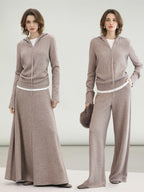 COCOBELLA Soft Lurex Hooded Straight Fit Casual Women Zip Knit Sweater