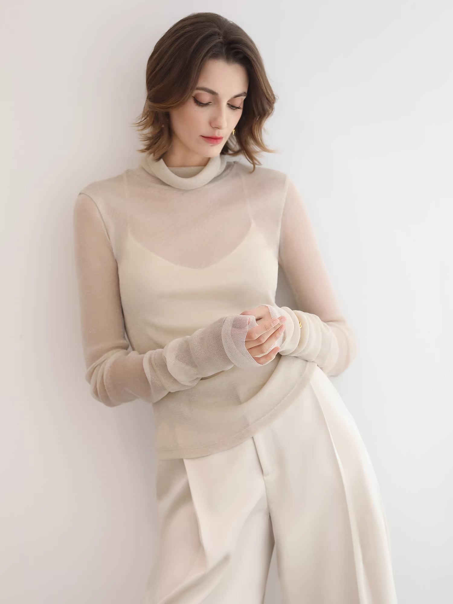 COCOBELLA_Soft_Lurex_Patchwork_Minimalist_Slim_Fit_High_Neck_Long_Sleeve_Women_T-Shirts_MISSTT