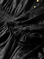 COCOBELLA Soft Metallic Ruched Vintage V Neck Tie Lace Pocket Elastic Waist City Dresses