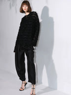 COCOBELLA Soft Oversized 3D Fringe Boucle Inspired Women Bamboo Leaf Sweater