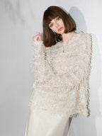COCOBELLA Soft Oversized 3D Fringe Boucle Inspired Women Bamboo Leaf Sweater