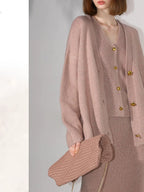 COCOBELLA Soft Plush Sequined Button Loose Fit Sweet V Neck Cardigan Women Knit Sweater