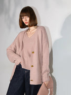 COCOBELLA Soft Plush Sequined Button Loose Fit Sweet V Neck Cardigan Women Knit Sweater