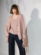 COCOBELLA Soft Plush Sequined Button Loose Fit Sweet V Neck Cardigan Women Knit Sweater