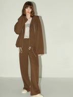 COCOBELLA Soft Poly Cotton Casual Cardigan Two Piece Workwear For Mature Women Mocha Set