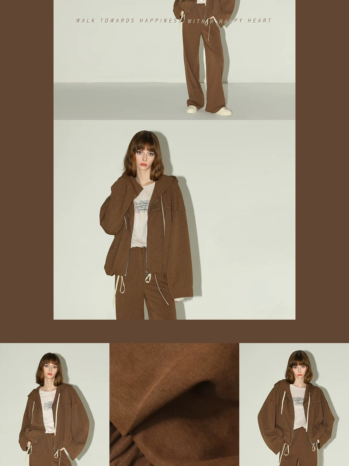 COCOBELLA Soft Poly Cotton Casual Cardigan Two Piece Workwear For Mature Women Mocha Set