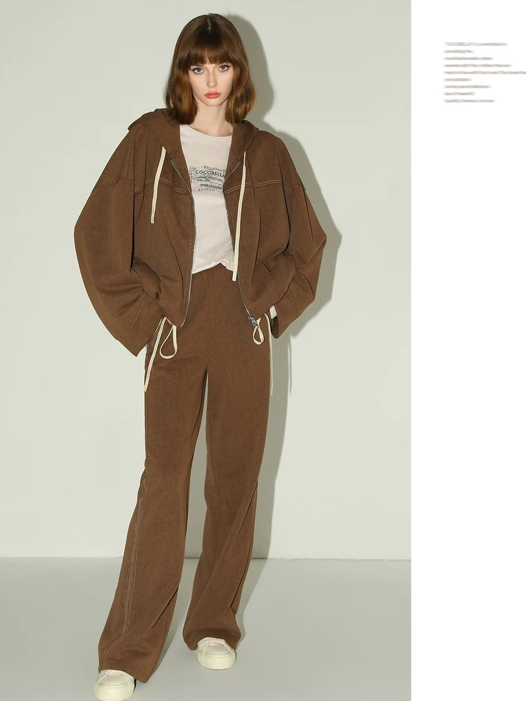 COCOBELLA Soft Poly Cotton Casual Cardigan Two Piece Workwear For Mature Women Mocha Set