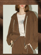 COCOBELLA Soft Poly Cotton Casual Cardigan Two Piece Workwear For Mature Women Mocha Set