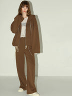 COCOBELLA Soft Poly Cotton Casual Cardigan Two Piece Workwear For Mature Women Mocha Set