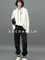 COCOBELLA Soft Polyester Stretch Loose Fit 3D Embellished Drawstring Street Hooded Hoodies