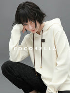 COCOBELLA Soft Polyester Stretch Loose Fit 3D Embellished Drawstring Street Hooded Hoodies