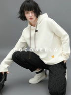 COCOBELLA Soft Polyester Stretch Loose Fit 3D Embellished Drawstring Street Hooded Hoodies