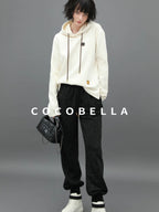 COCOBELLA Soft Polyester Stretch Loose Fit 3D Embellished Drawstring Street Hooded Hoodies