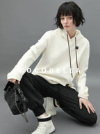 COCOBELLA Soft Polyester Stretch Loose Fit 3D Embellished Drawstring Street Hooded Hoodies